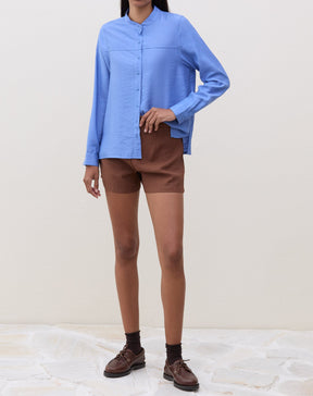 Short com Bolsos Embutidos - Marrom Escuro