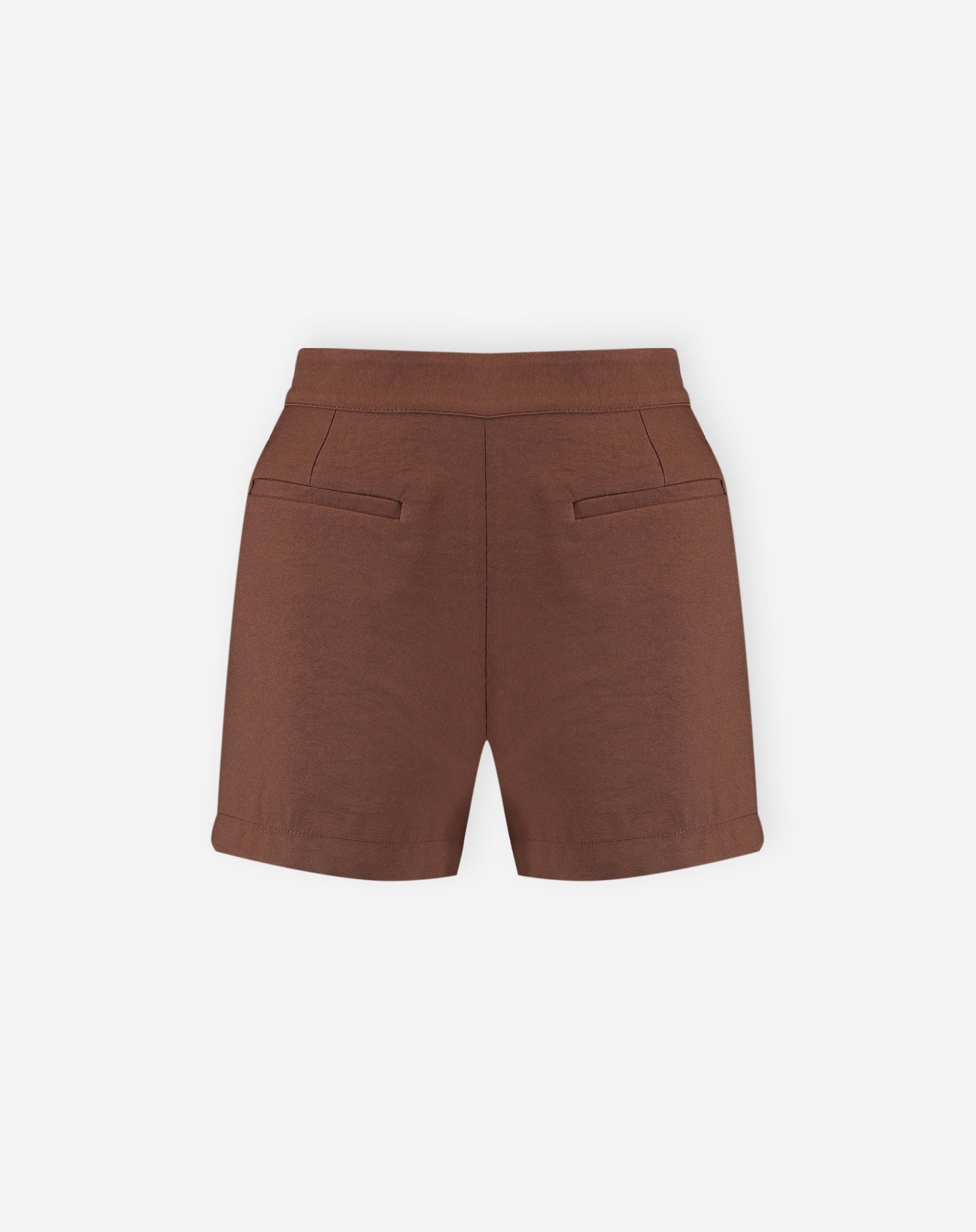 Short com Bolsos Embutidos - Marrom Escuro