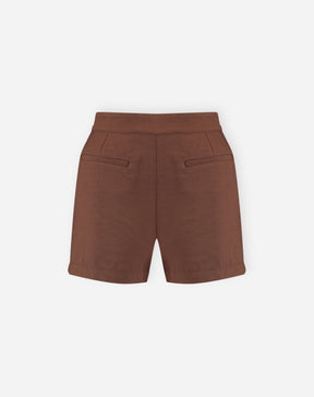 Short com Bolsos Embutidos - Marrom Escuro